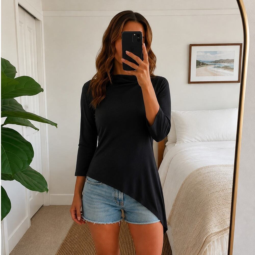 MATTHILDUR Luna Asymmetrical Long Sleeve Top Sz S